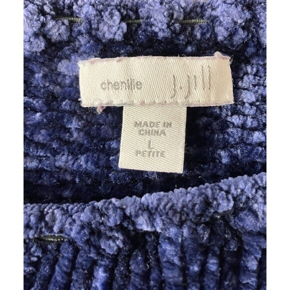 J. Jill Chenille Super Soft Dark Blue Knit Sweater Size Large Petite - Picture 2 of 7